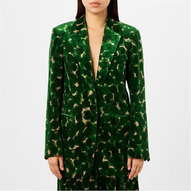 Dries Van Noten o1g2r1mq1024 Polka Dot Single Breasted Blazer in Green Size XS / US 0-2 / IT 36-38 - 3 Thumbnail