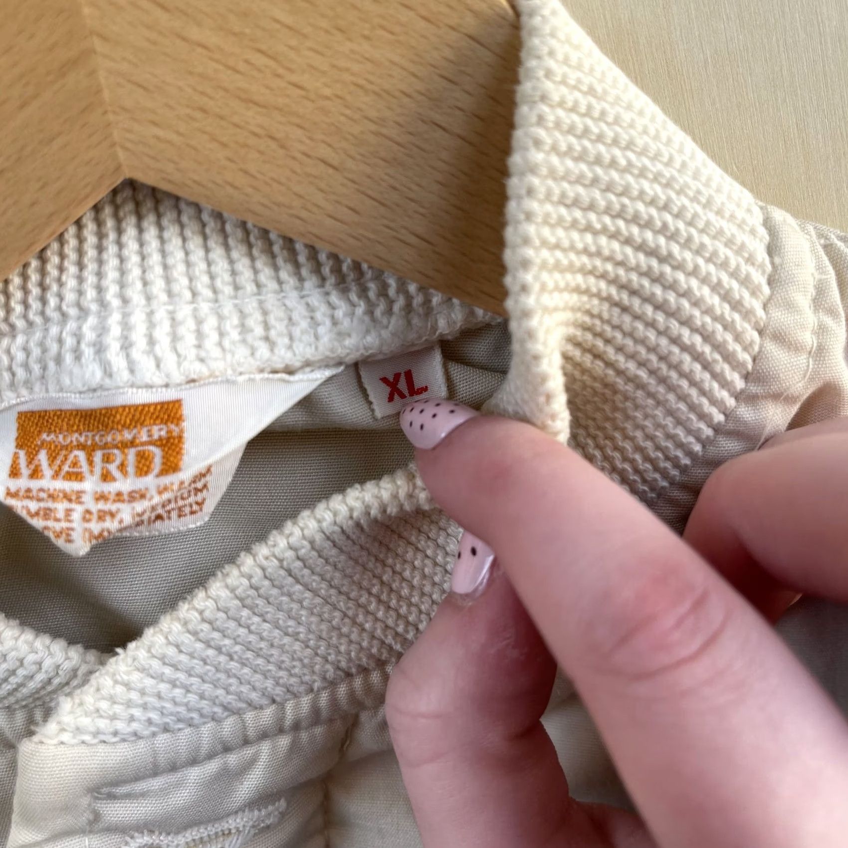 Vintage VINTAGE Montgomery Ward Jacket Mens XL Beige Cotton Bomber Zip Lined Short Size US 36 / EU 52 - 3 Thumbnail