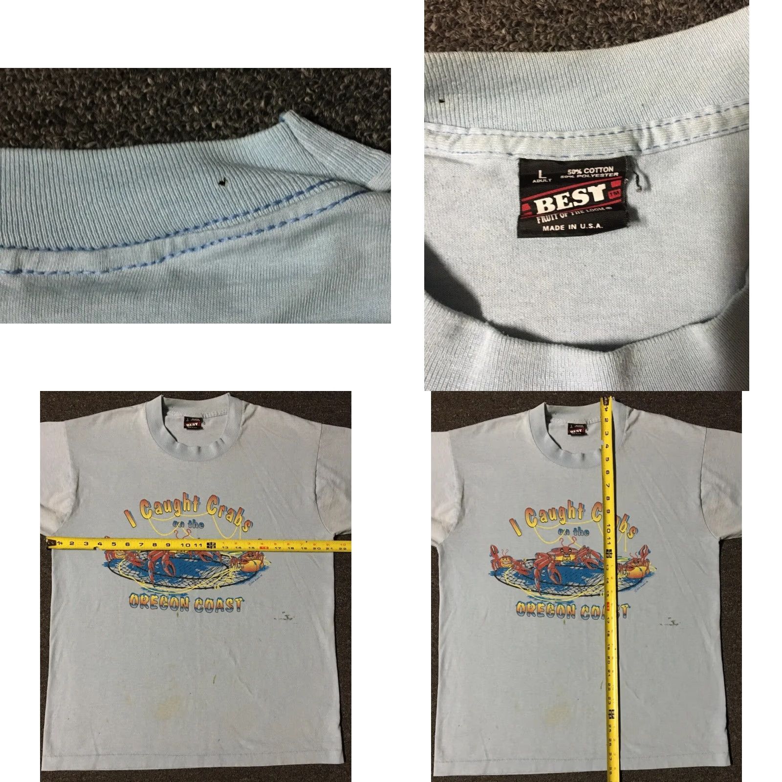 Vintage Vtg 90s I Got Crabs On Oregon Coast Faded Distress Shirt L Funny Crude Grunge 80 Size US L / EU 52-54 / 3 - 9 Thumbnail