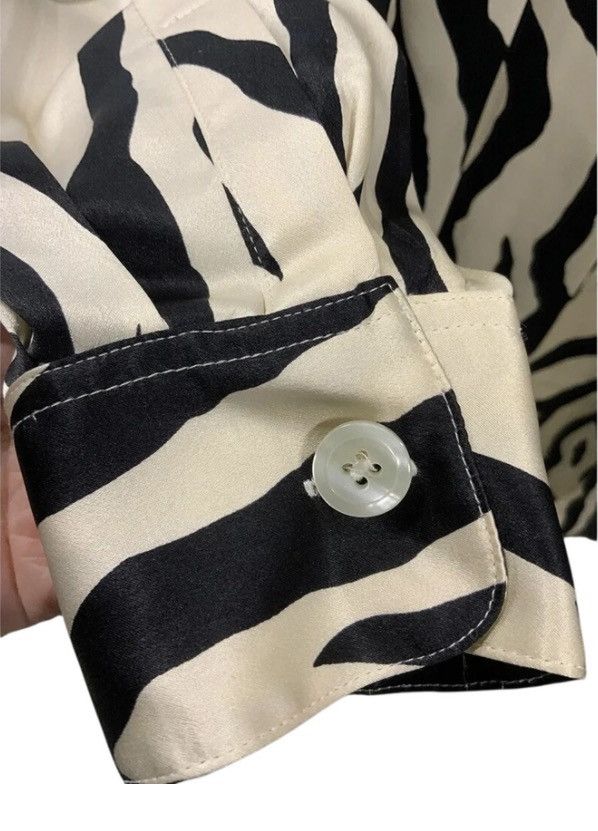 Other Vintage Brett Harrison Silk Zebra Print Blouse Black Ivory Size XL / US 12-14 / IT 48-50 - 6 Thumbnail