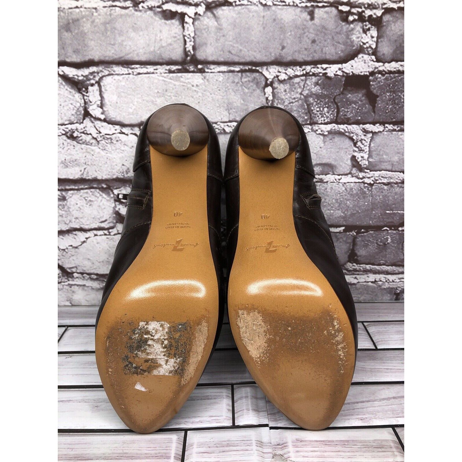 Other 7 Seven for all Mankind Brown Leather Wooden Heel Booties Wo Size US 9.5 / IT 39.5 - 10 Thumbnail