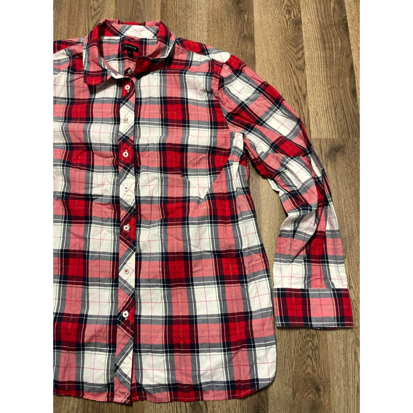 Talbots **Women's Talbots XL Red White Plaid Button-Up Long Sleeve Shirt** User: Women's Talbots XL Red White Plaid Button-Up Long Sleeve Shirt Size XL / US 12-14 / IT 48-50 - 4 Thumbnail