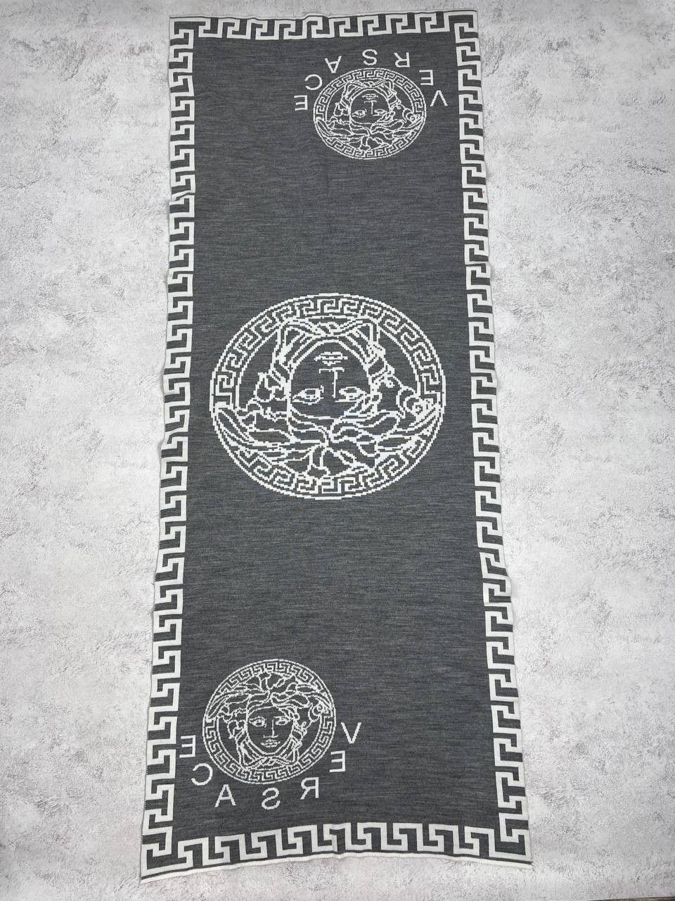 Versace VERSACE Scarf Grey Medusa Head Logo Greek Key Greca Border Size ONE SIZE - 1 Thumbnail