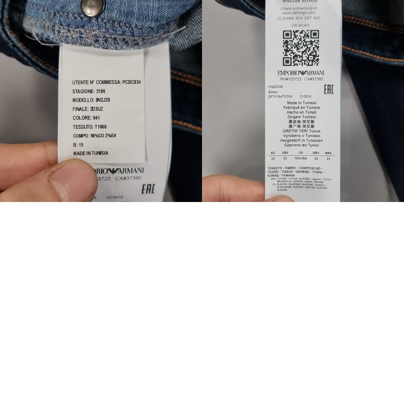 Armani Exchange Emporio Exchange Jeans J28 Blue W25 Skinny Fit Mid Rise Stretch Denim Womens Jeans Skinny 5-Pocket Logo City Classic Designer Elegant Womens Size 42" / US 20 - 9 Thumbnail