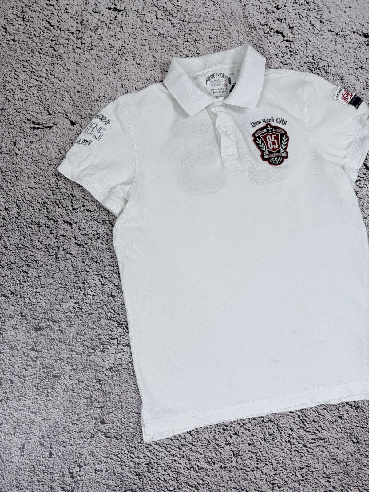 Tommy Hilfiger Tommy Hilfiger Denim White Varsity 85 Patch Polo Shirt L Size US L / EU 52-54 / 3 - 3 Thumbnail