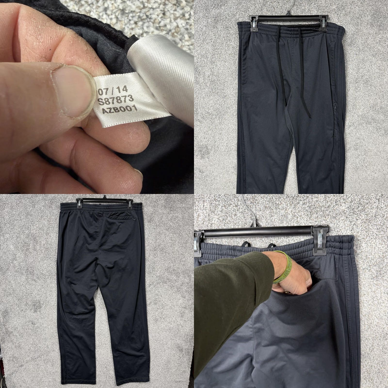 Adidas Adidas Mens XL Track Pants - Gray - 3 Stripe Zip Pockets Athleisure - Elastic Waist Drawstring - Pockets - Gym & Training - Regular Fit Size US 36 / EU 52 - 9 Thumbnail