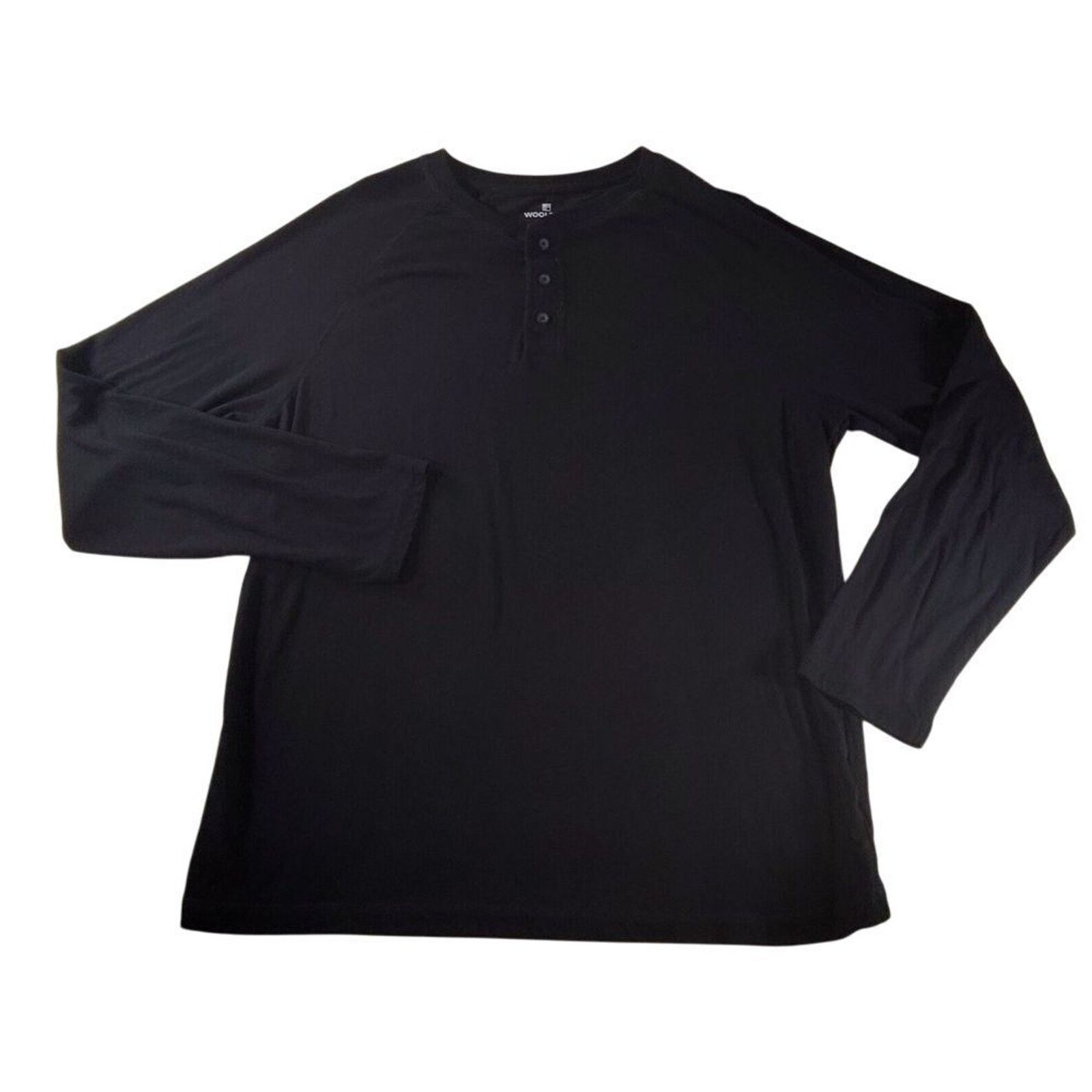 Woolrich Woolen Mills Woolrich Mens Long Sleeve Henley Shirt 3 Button Black Medium Size US M / EU 48-50 / 2 - 1 Thumbnail
