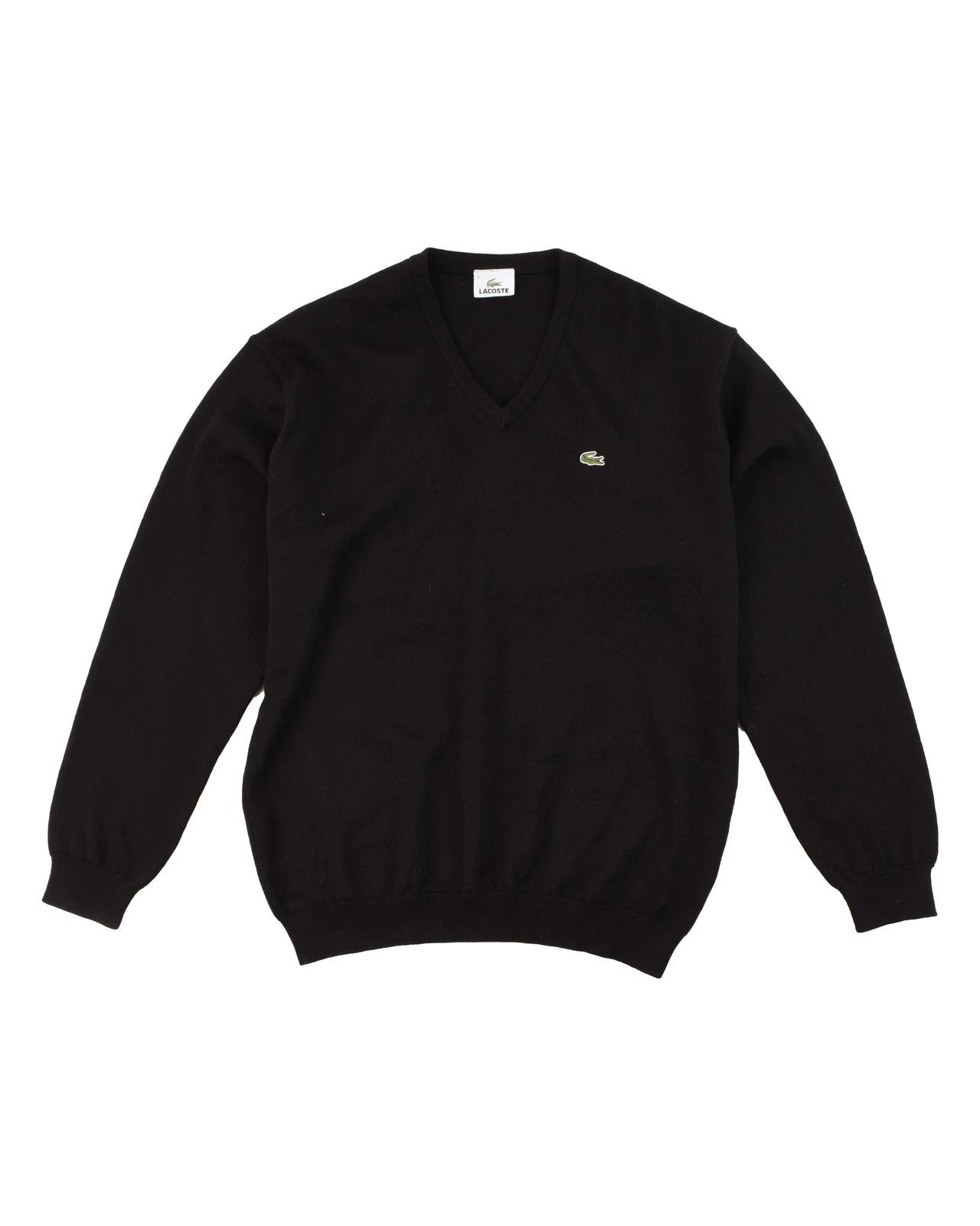 Lacoste Lacoste V-Neck Pure New Wool Black Knit Sweater Size US XL / EU 56 / 4 - 1 Thumbnail
