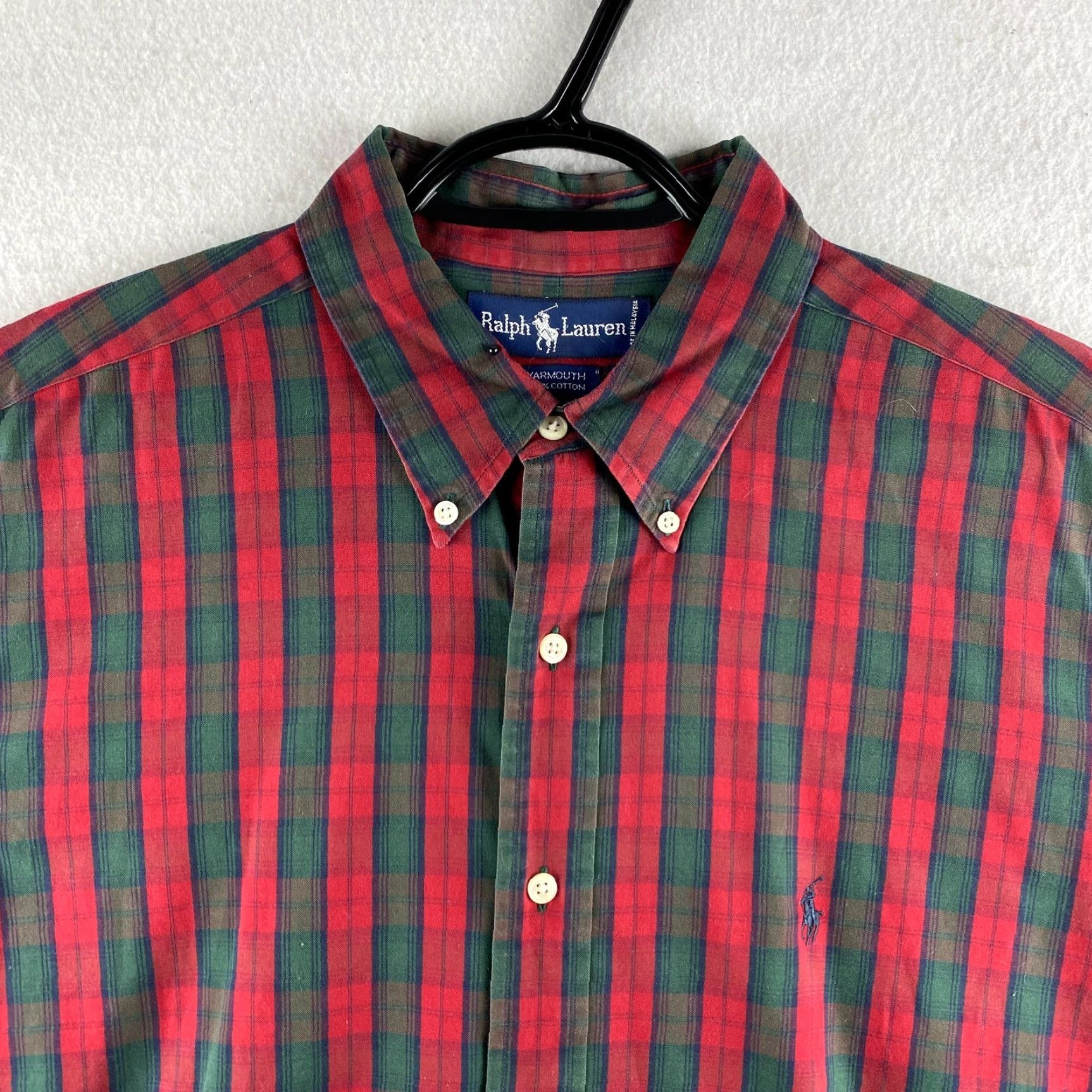 Polo Ralph Lauren VINTAGE Polo Ralph Lauren Shirt Mens 16 1/2 - 34 Red Button-Down Yarmouth Plaid Size US L / EU 52-54 / 3 - 4 Thumbnail