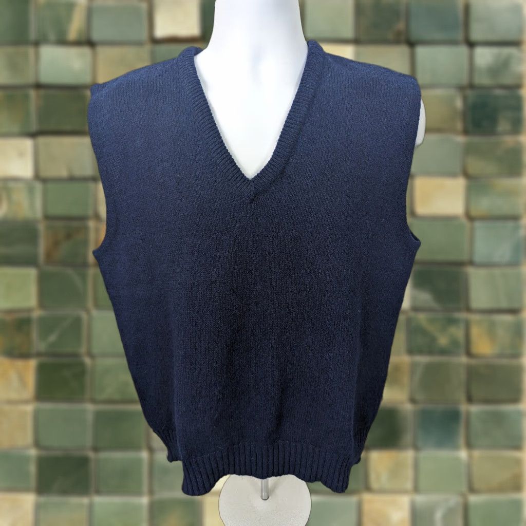 Jantzen VINTAGE Jantzen Sweater Vest Mens Large Blue Wool Made in USA s12 Size US L / EU 52-54 / 3 - 1 Thumbnail