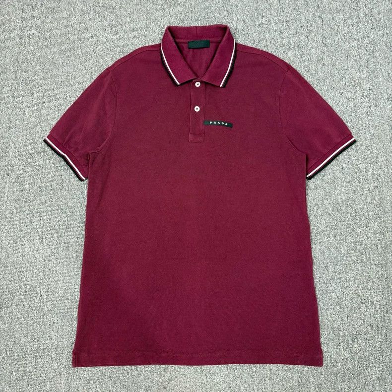 Burberry Burgundy Logo Short Sleeve Polo - dmc
