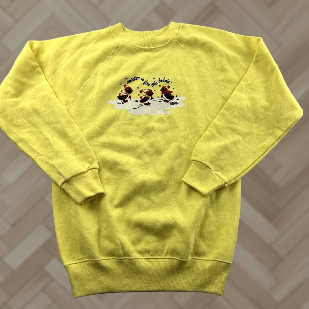 Hanes Vintage Hanes Sweatshirt Pullover Bird Winter Men S Yellow Size US S / EU 44-46 / 1 - 1 Thumbnail