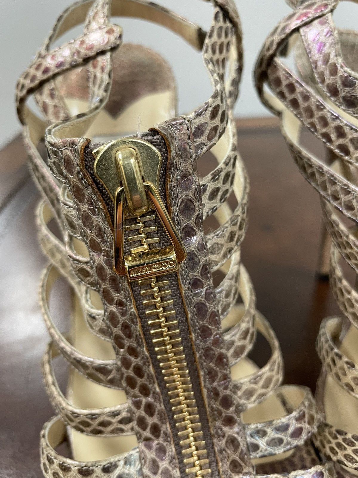Jimmy Choo Glenys Snakeskin Platform Cage Sandal Size US 9 / IT 39 - 6 Thumbnail