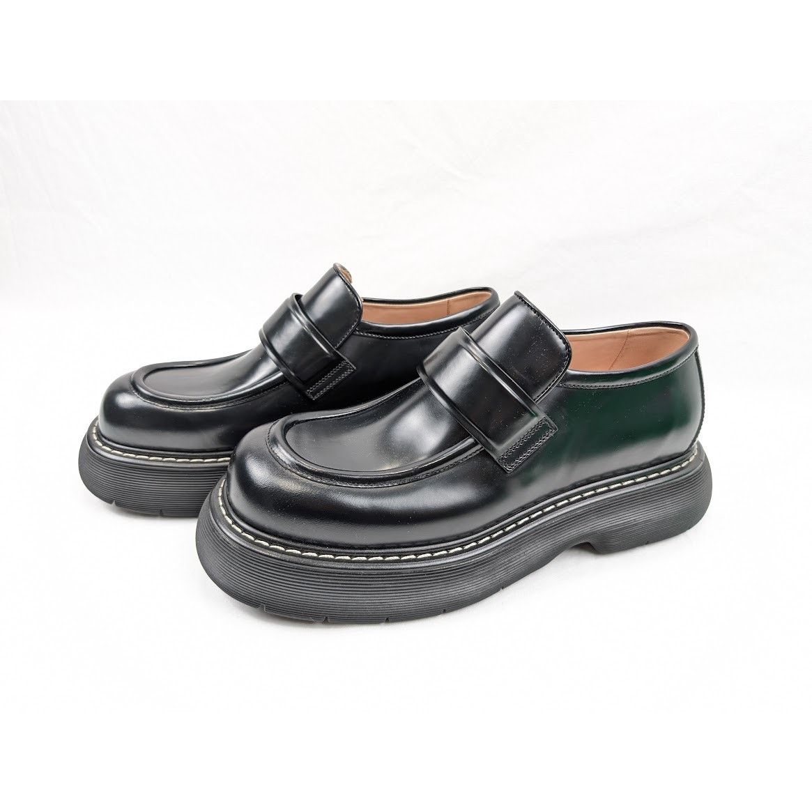 Bottega Veneta o1rshd1 Osaka Shine Calf Bounce Loafer in Black Size US 12 / EU 45 - 18 Thumbnail