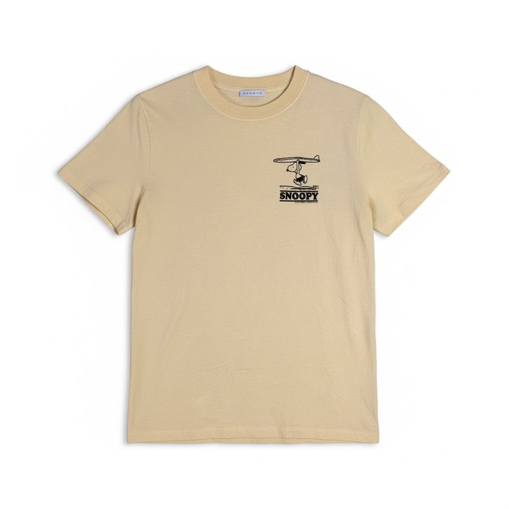 Sandro Men's Sandro x Peanuts Snoopy Surf's Up! Yellow T-Shirt XS Size US XS / EU 42 / 0 - 1 Thumbnail