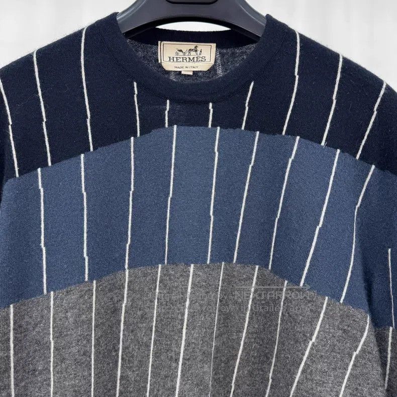 Hermes Hermes Vertical striped cashmere knitted sweater Size US M / EU 48-50 / 2 - 3 Thumbnail