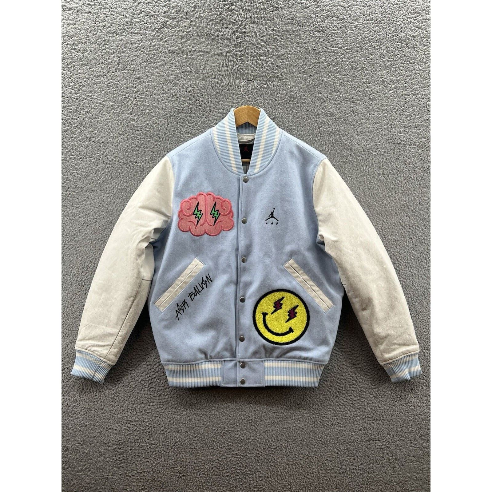 Jordan Brand Jordan J Balvin Varsity Jacket Leather Sleeve DX1734-441 Size US S / EU 44-46 / 1 - 1 Thumbnail