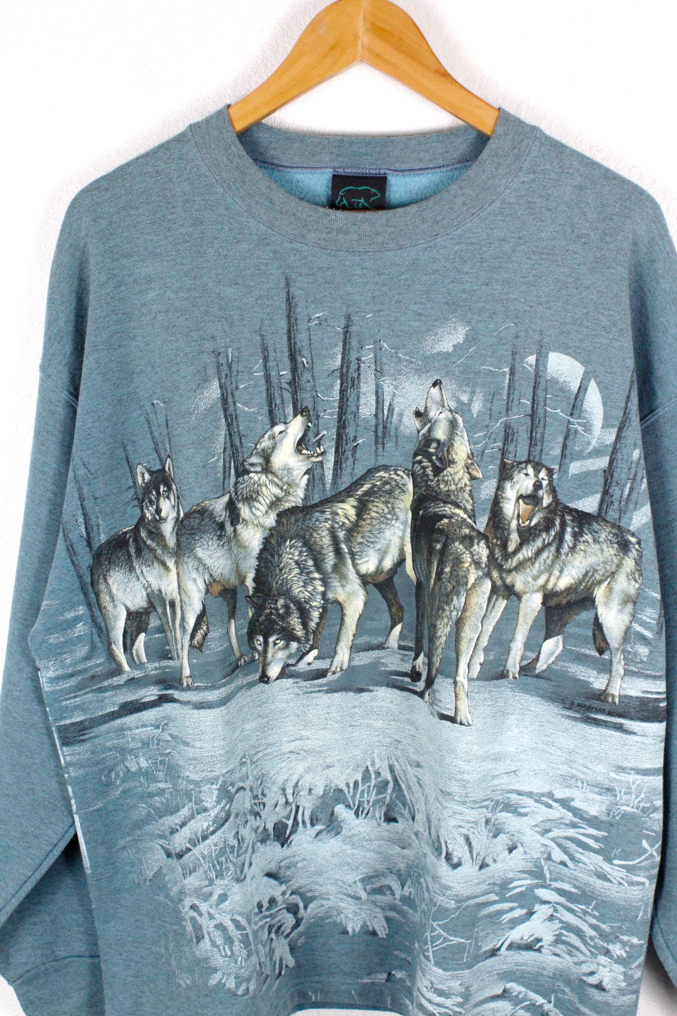 Habitat Vintage Habitat Wolfs Full Printed Sweatshirt XL USA 90s Size US XL / EU 56 / 4 - 2 Thumbnail