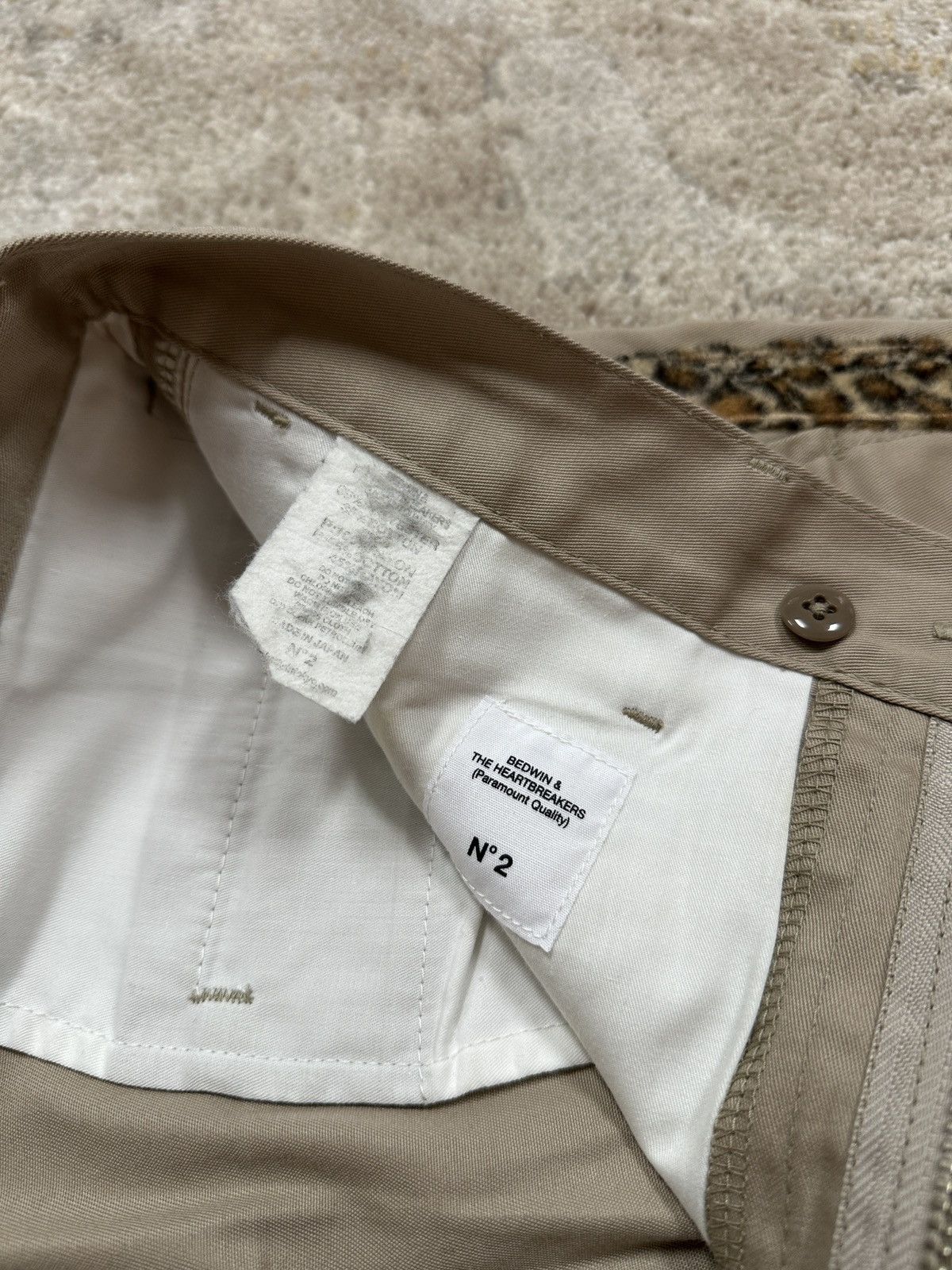 Bedwin & The Heartbreakers Khaki Chino Velvet Cheetah Side Stripe Pants Size US 30 / EU 46 - 6 Thumbnail