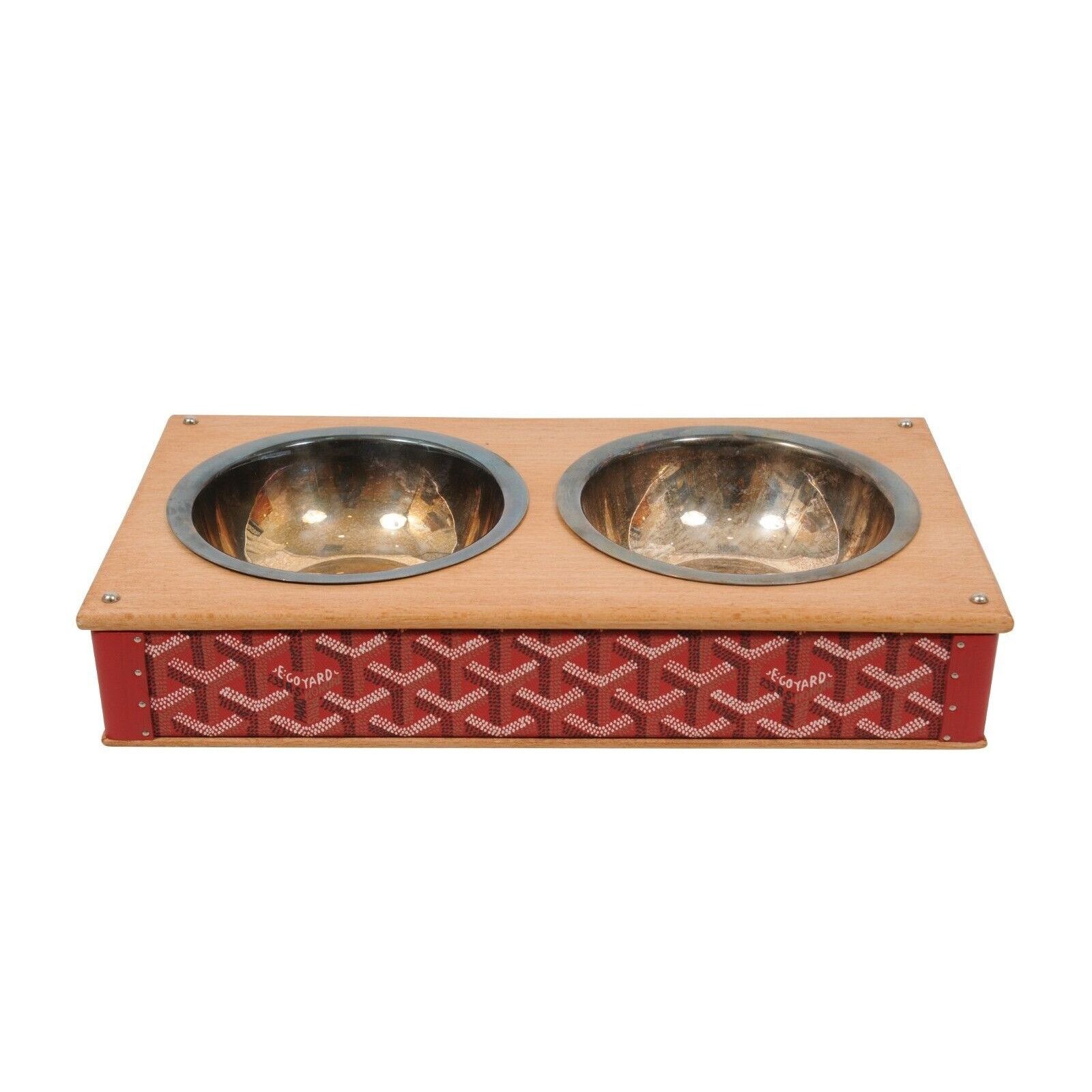 Goyard Red Edmond Double Dog Cat Bowl Hard Sided Trunk Size ONE SIZE - 19 Thumbnail
