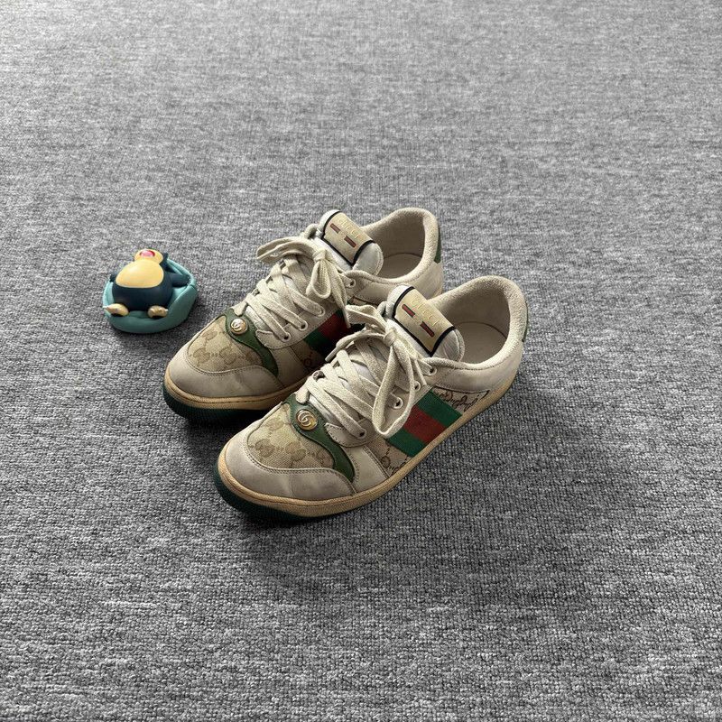 Gucci Gucci Screener Vintage Green Leather Sneakers 0079 Size US 8 / EU 41 - 1 Thumbnail