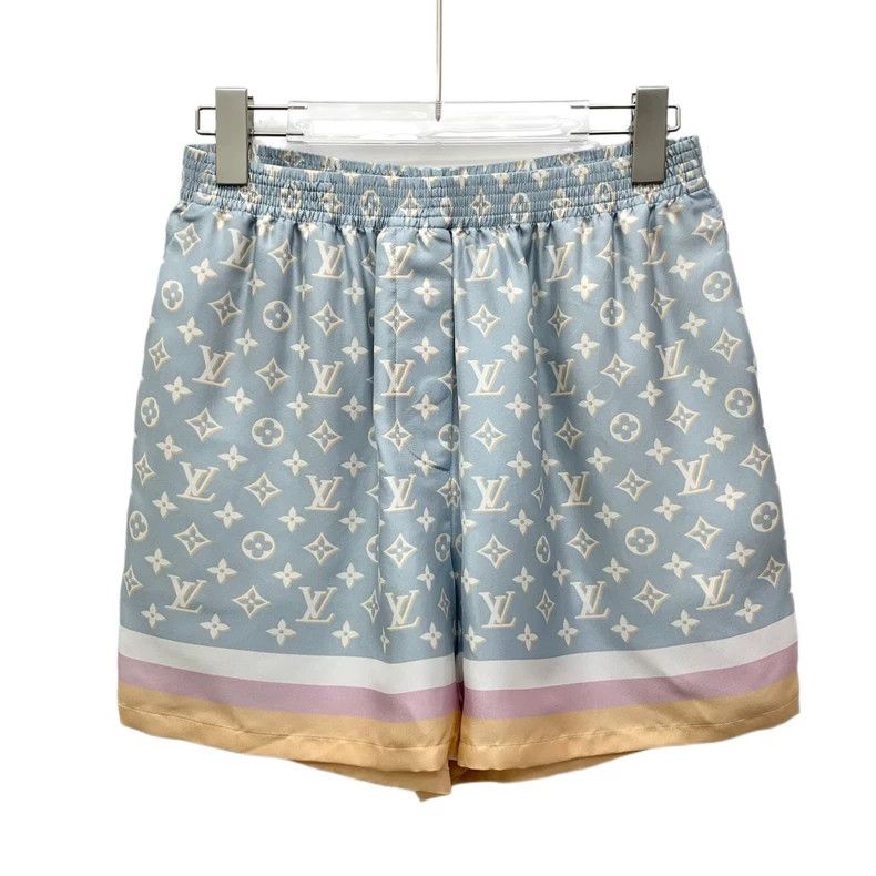 Louis Vuitton Louis Vuitton Blue Logo Silk Casual Shorts Size US 36 / EU 52 - 1 Thumbnail