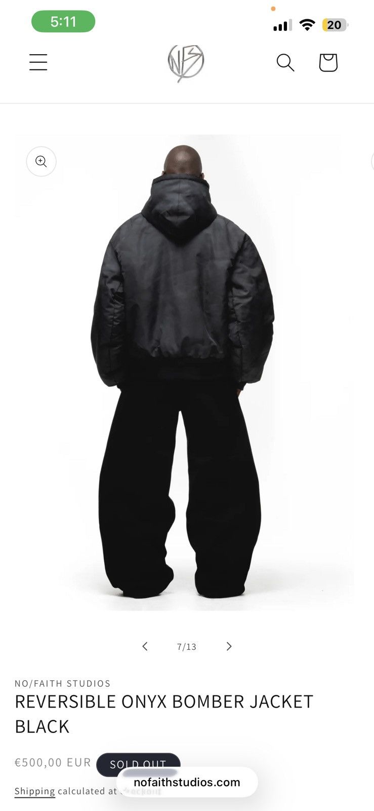No Faith Studios NO/FAITH STUDIOS REVERSIBLE ONYX BOMBER JACKET Size US XL / EU 56 / 4 - 7 Thumbnail