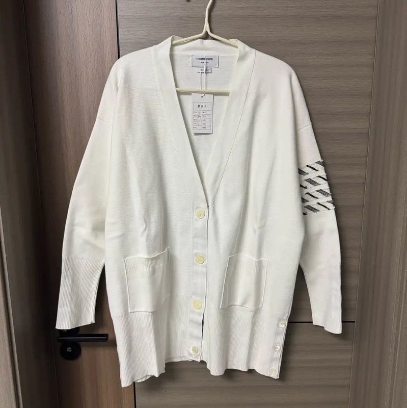 Thom Browne Thom Browne White Cotton Men's Cardigan 0089 Size US S / EU 44-46 / 1 - 1 Thumbnail