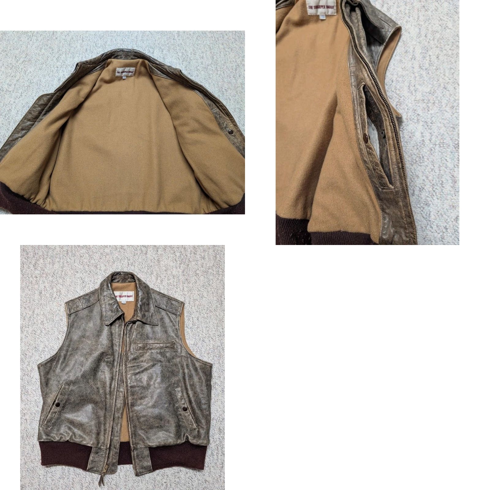 Vintage VINTAGE USA made BOMBER vest Leather L brown 44 Mens Harley Motorcycle broke-in patina zip front Size US L / EU 52-54 / 3 - 8 Thumbnail