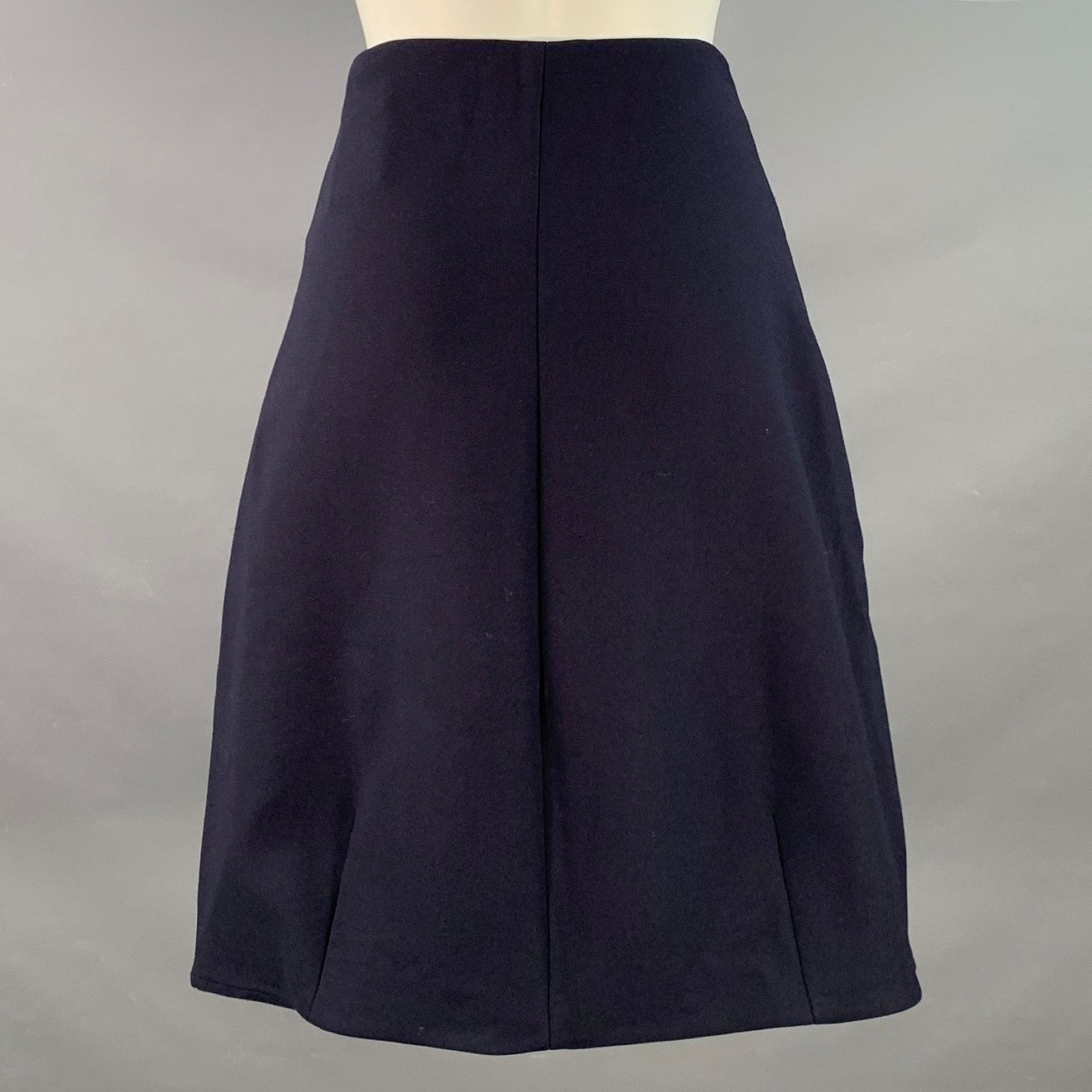 Jil Sander JIL SANDER Size 2 Navy Cotton Blend Zip Up A-Line Skirt Size 26" / US 2 / IT 38 - 2 Thumbnail