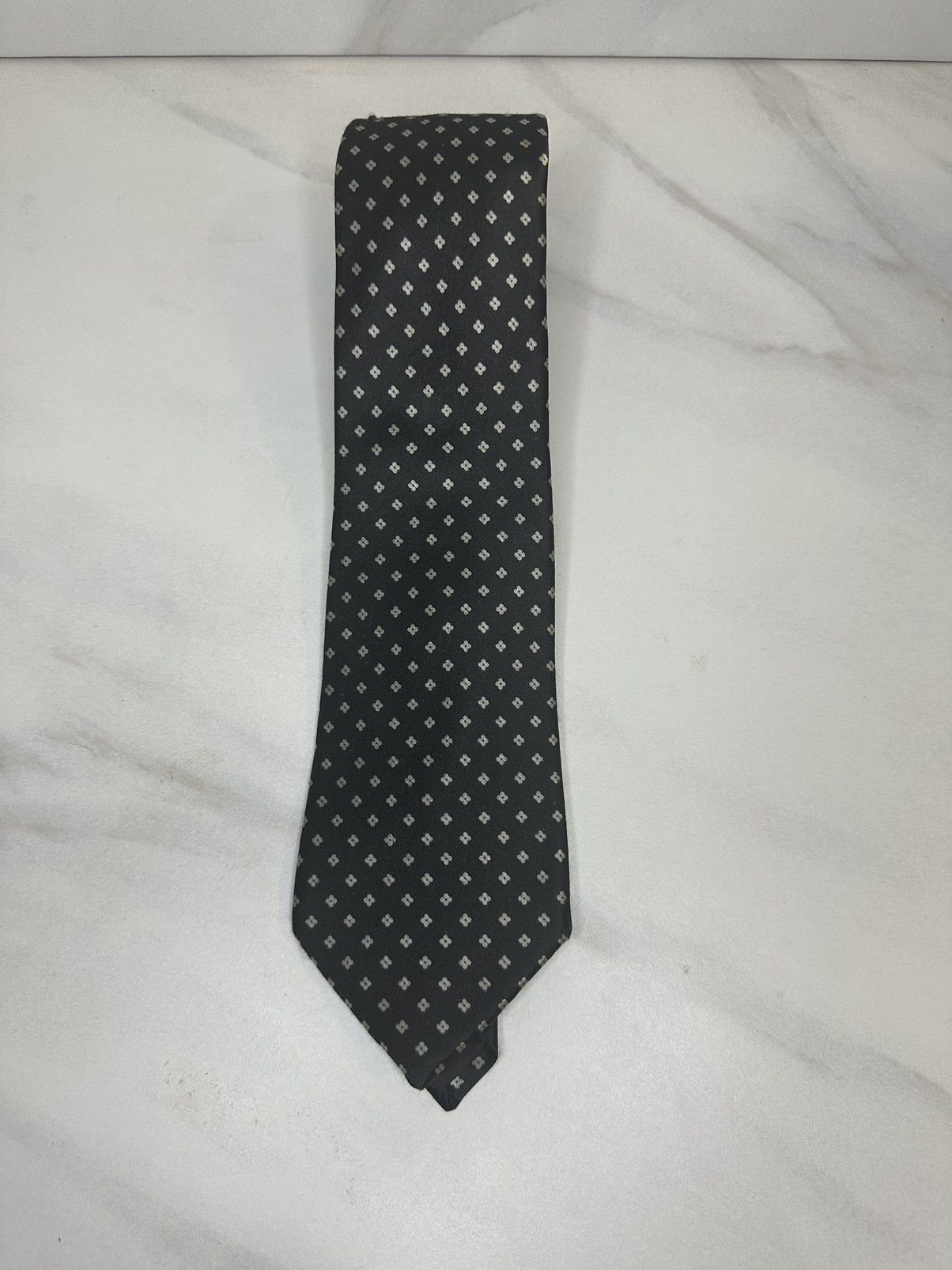 Oscar De La Renta Oscar de la Renta black & silver geometric silk velour tie Size ONE SIZE - 1 Thumbnail
