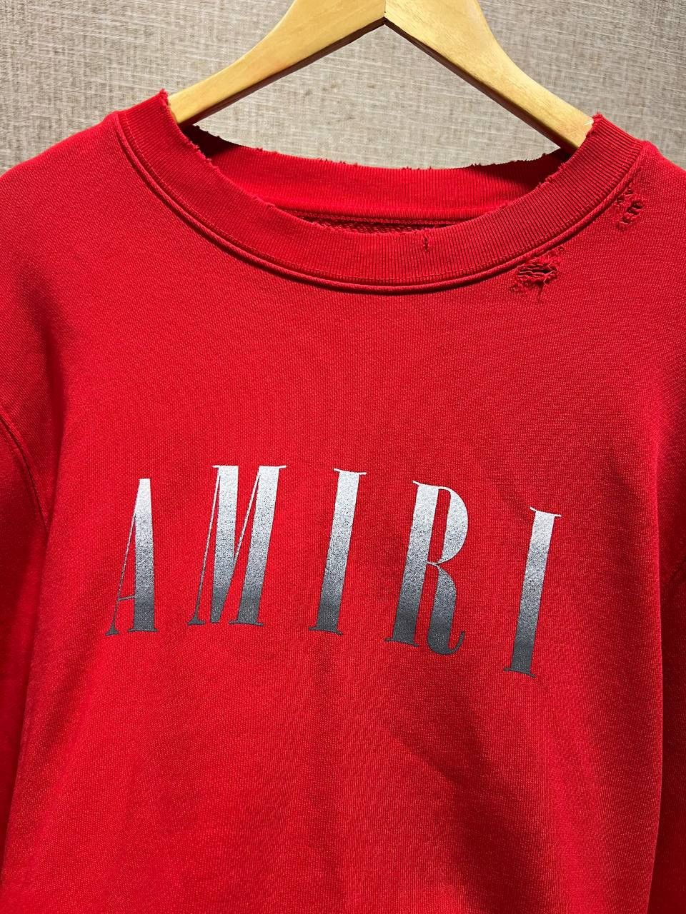 Amiri AMIRI RED DEGRADE SILVER LOGO DISTRESSED SWEATSHIRT Size US M / EU 48-50 / 2 - 3 Thumbnail