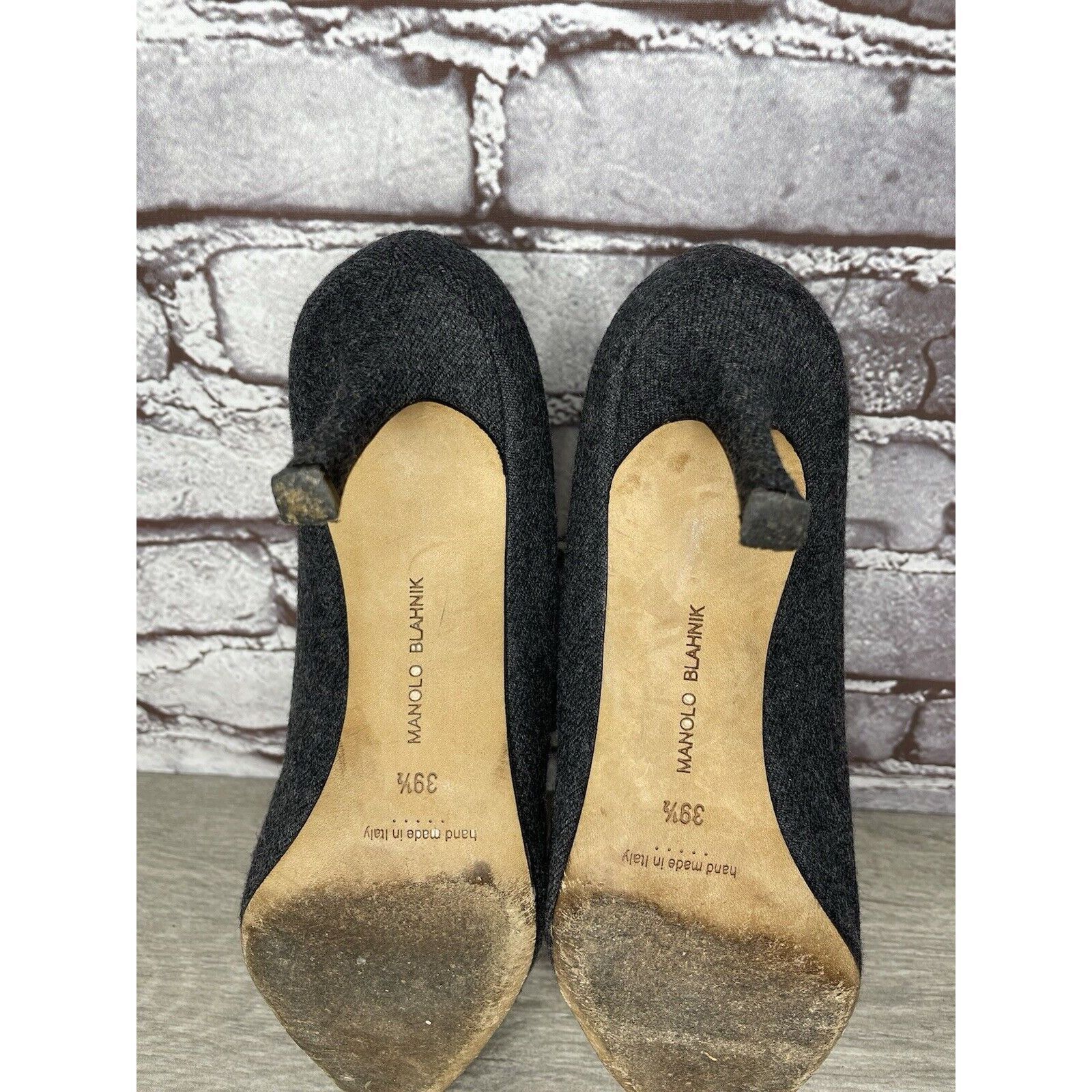 Manolo Blahnik Manolo Blahnik Grey Wool Fabric Burgundy Pointed Toe Heels W Size US 9 / IT 39 - 13 Thumbnail