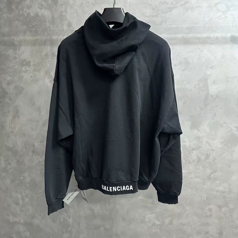Balenciaga Balenciaga Black Solid Color Logo Embroidered Hooded Sweat Size US M / EU 48-50 / 2 - 2 Thumbnail