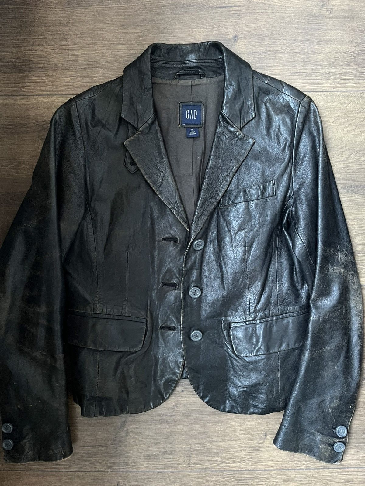 Image of Gap Vintage Leather Jacket in Black, Women's (Size Small)