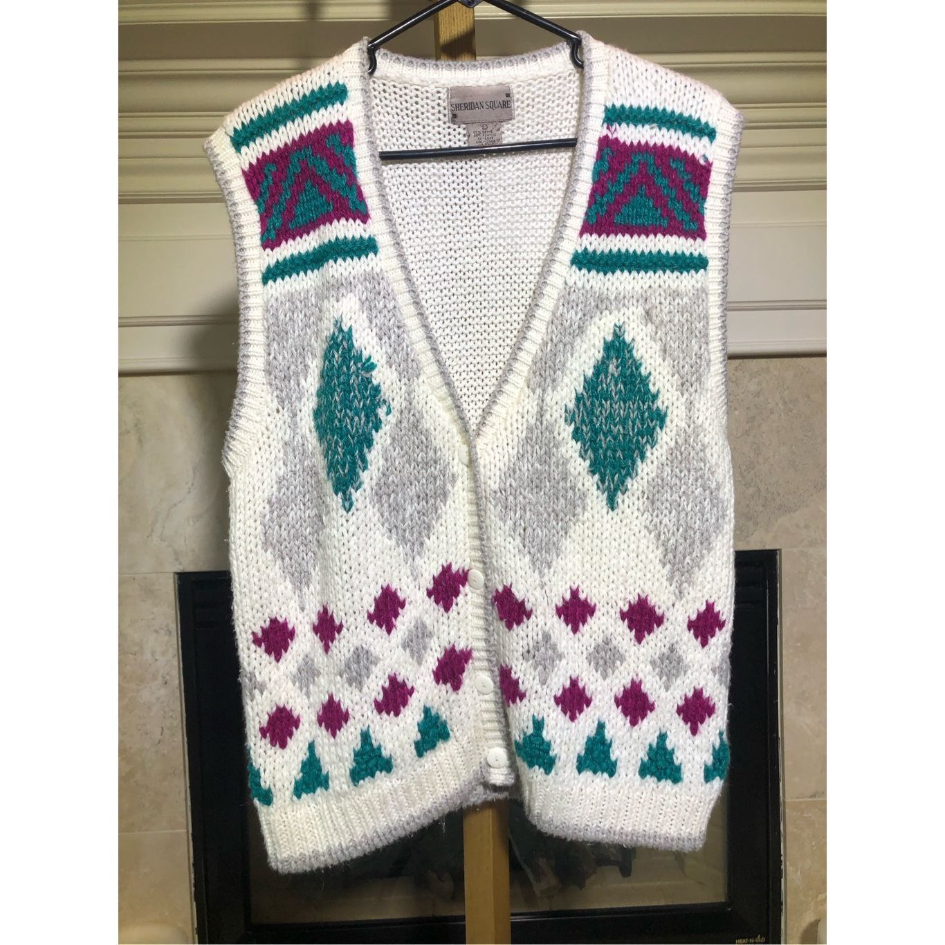 Other Sheridan Square Women’s White with Purple and Green Diamond Size L / US 10 / IT 46 - 1 Thumbnail