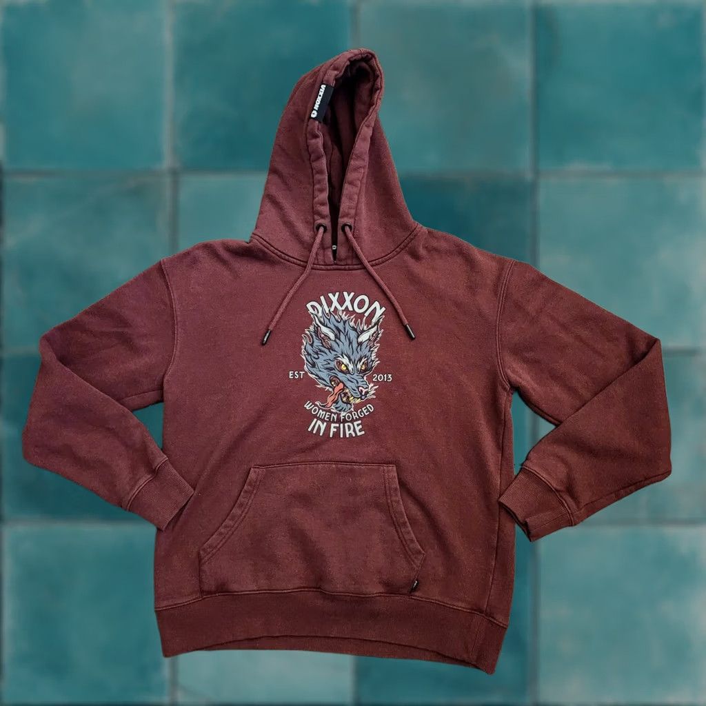 Vintage Vixxon Women Hoodie Pullover Long Sleeve Regular Fit Burgundy Motorcycle Outdoor Winter Spring Fall Womens S Size S / US 4 / IT 40 - 1 Thumbnail