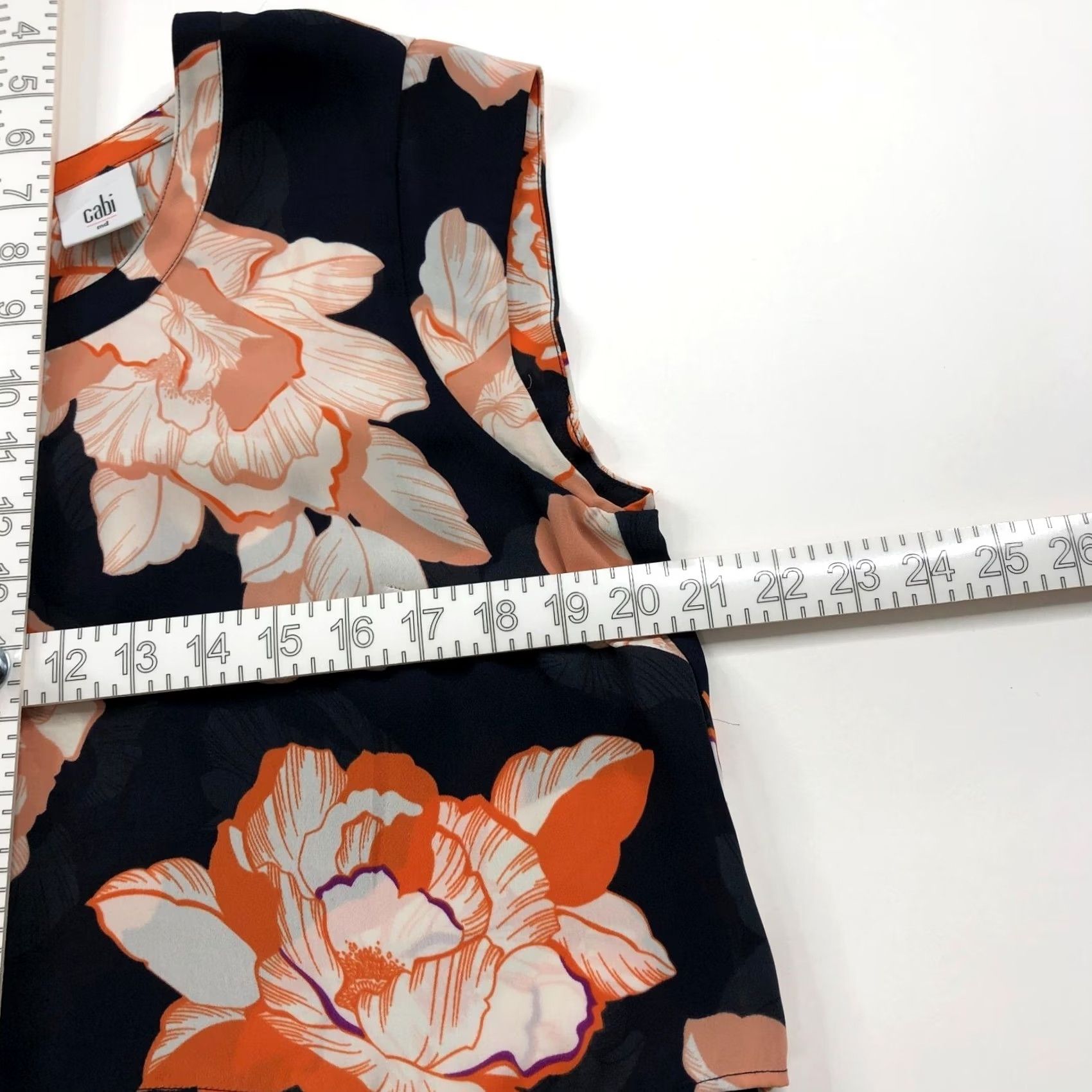 Vintage Cabi Blouse Tiered Blossom Floral All Over Print Pullover Top Sleeveless Round Neck Womens Medium Blue (Regular) Size M / US 6-8 / IT 42-44 - 4 Thumbnail