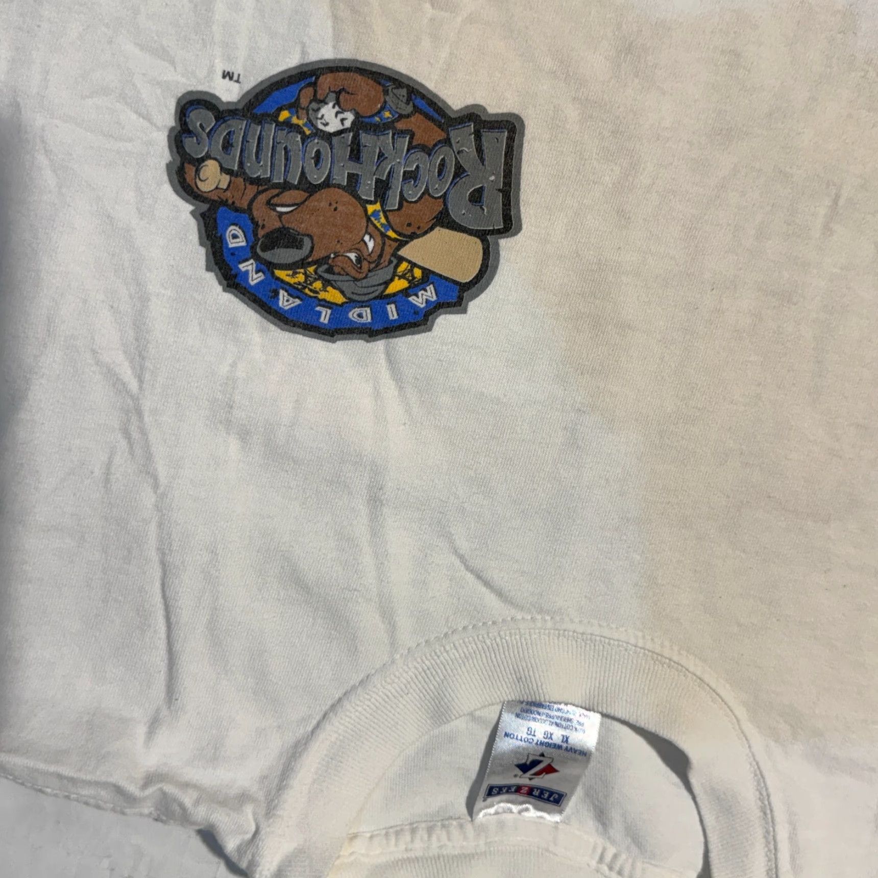 Jerzees VINTAGE White Jersey The Midland RockHounds T-Shirt XL Men Crew Neck Logo Tshirt Size US XL / EU 56 / 4 - 4 Thumbnail