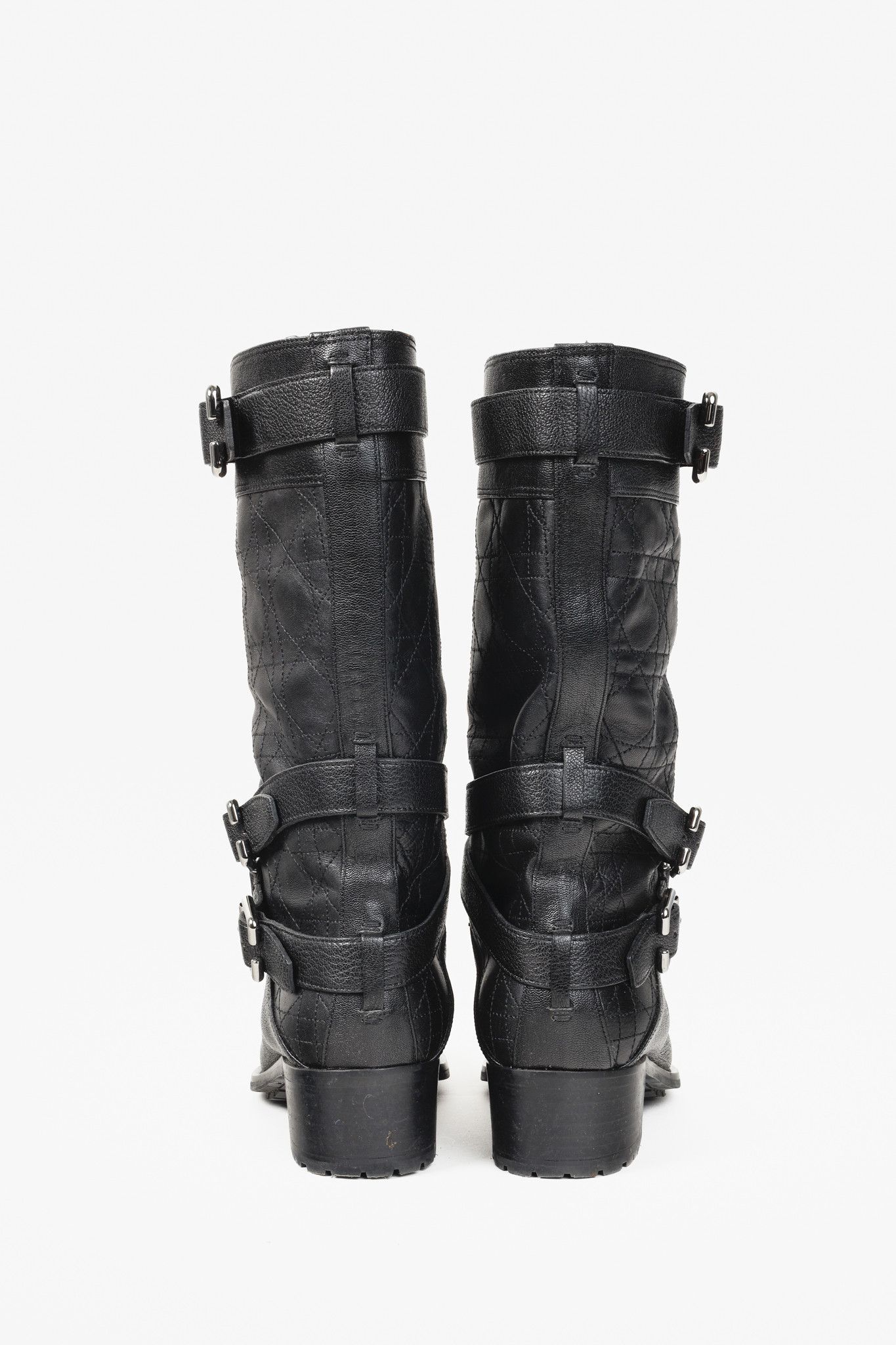 Dior Christian Dior Black Cannage Quilted Biker Boots Size US 8.5 / IT 38.5 - 3 Thumbnail