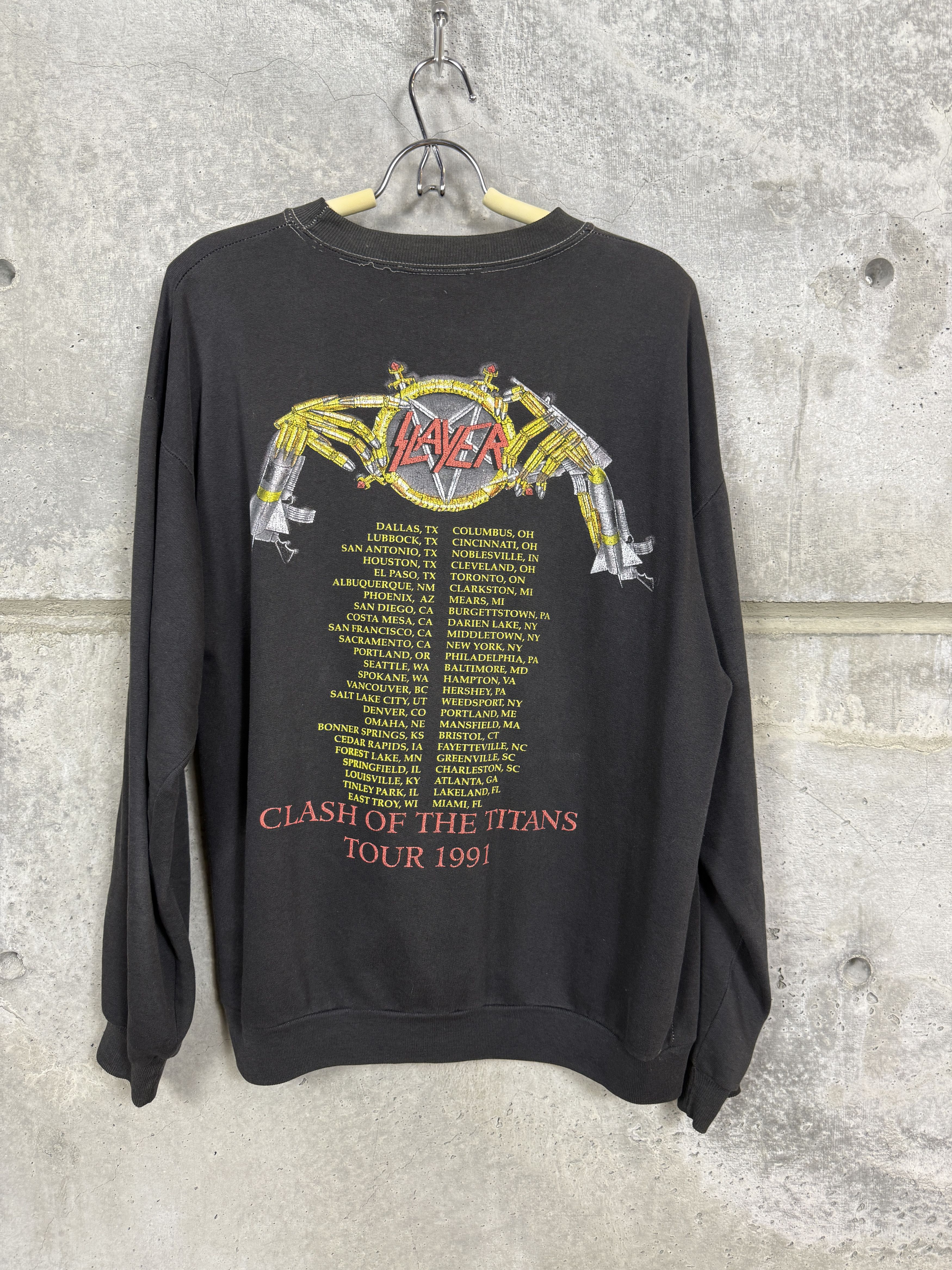 Slayer Vintage Slayer Clash of the Titans Tour 1991 Long Sleeve Tee Size US XL / EU 56 / 4 - 2 Thumbnail