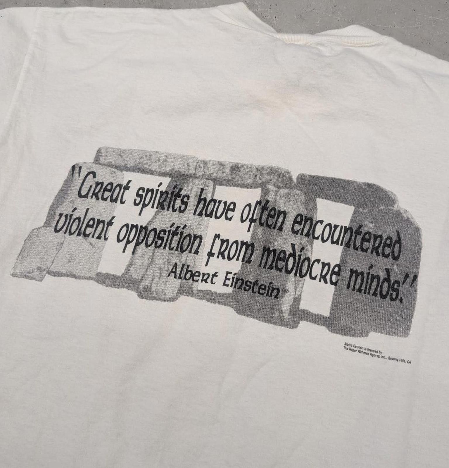 Vintage Vintage 90s Albert Einstein Stonehenge Quote T-shirt AOP Size US L / EU 52-54 / 3 - 3 Thumbnail
