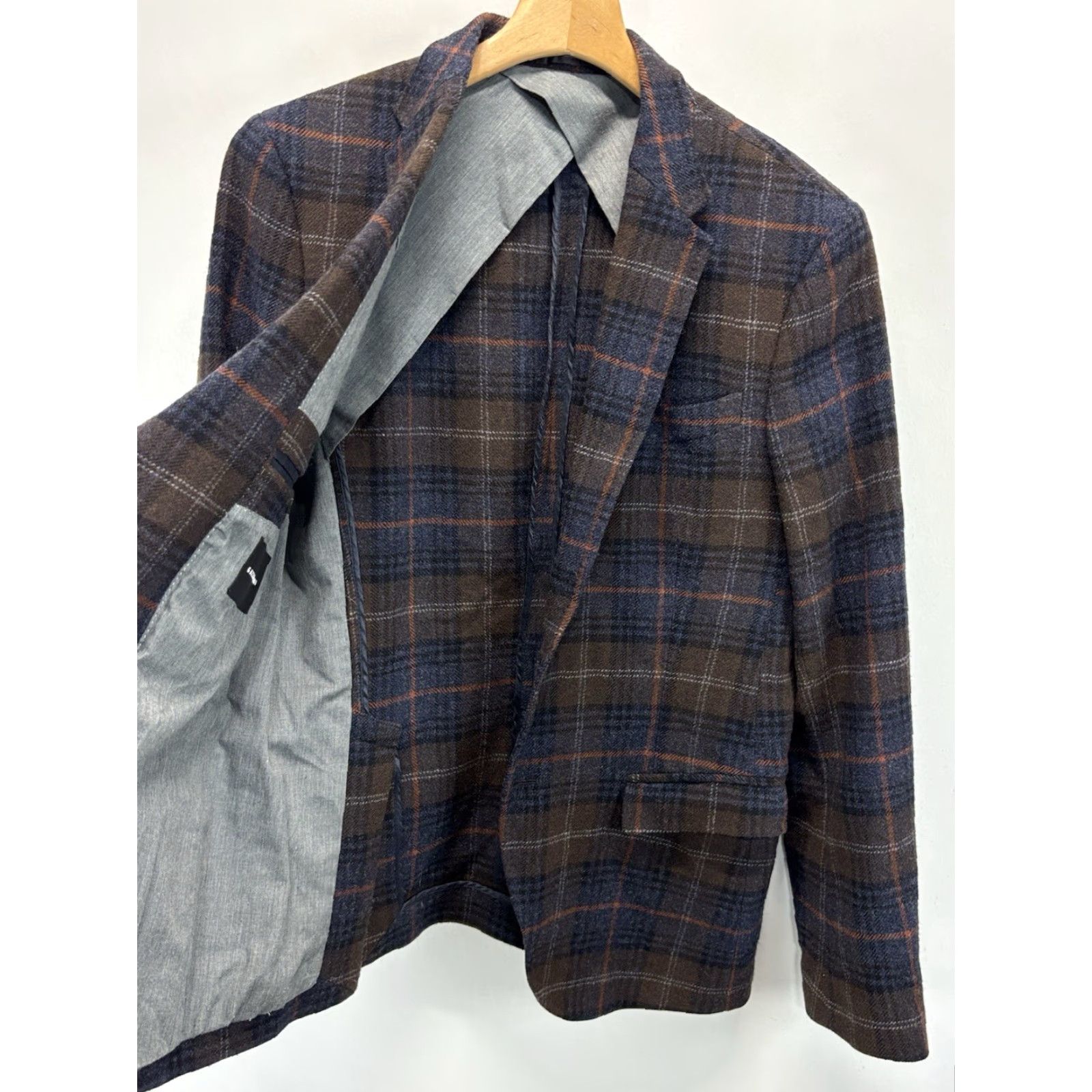 Gazzarrini Gazzarrini Blazer Sports Coat Wool Blend Plaid Brown Men 40R Two-Button Preppy Elbow Patches Italy Mens Size 40R - 5 Thumbnail