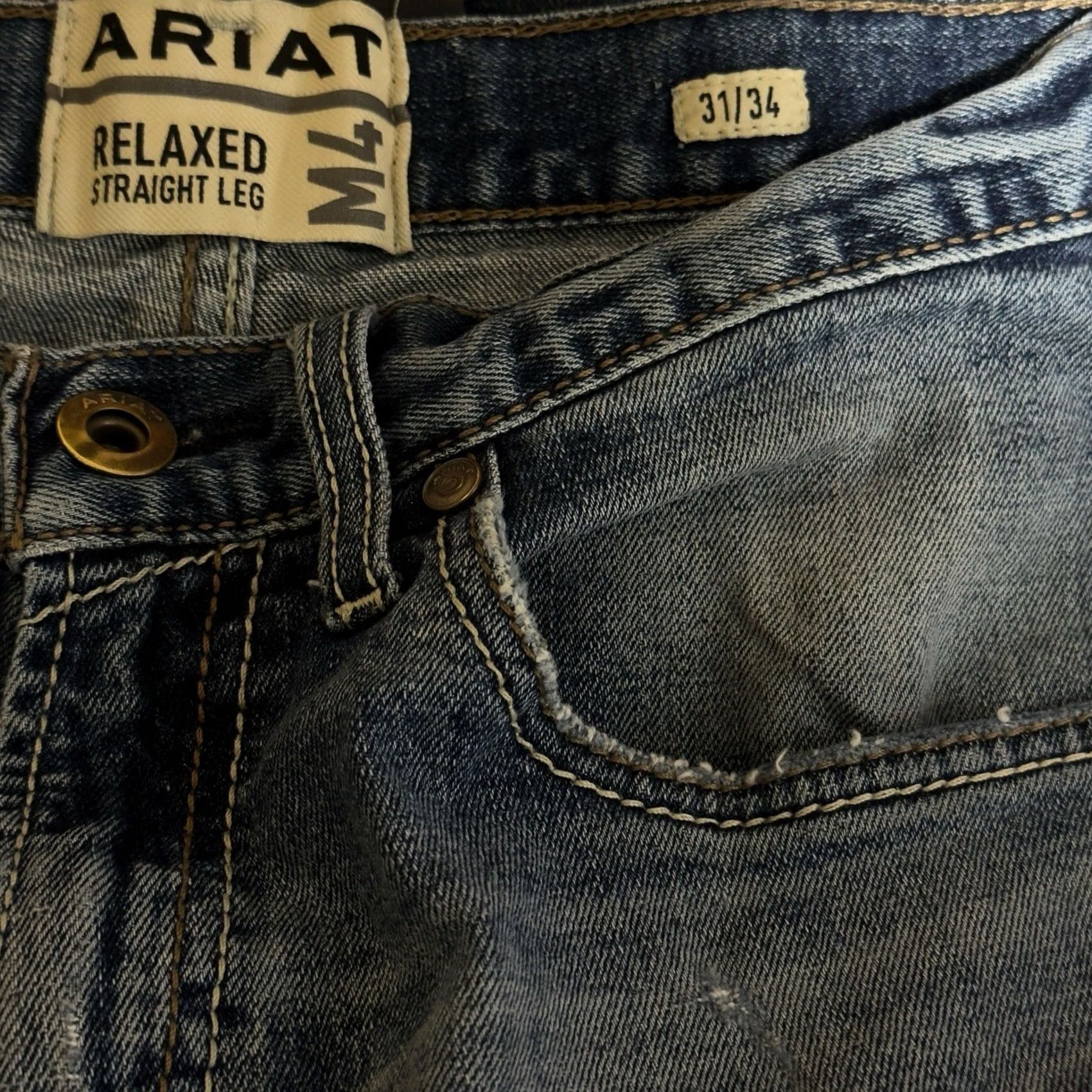 Ariat Ariat M4 Relaxed Straight Leg Jeans 31x34 Denim Blue Mens Jeans Workwear Western Straight Leg Size US 31 - 5 Thumbnail