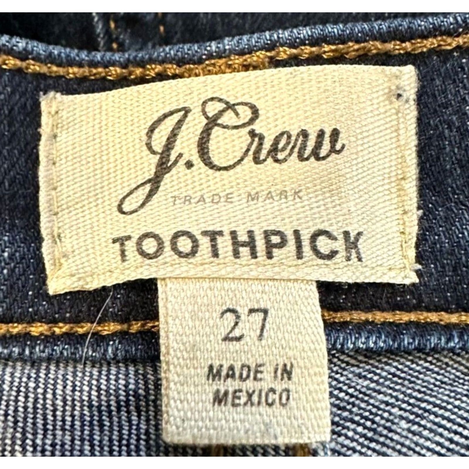 J.Crew J.CREW Jeans Womens 27 Toothpick Blue Distressed Slim Fit Skinny Stretch Denim Jeans Size 27" / US 4 / IT 40 - 3 Thumbnail