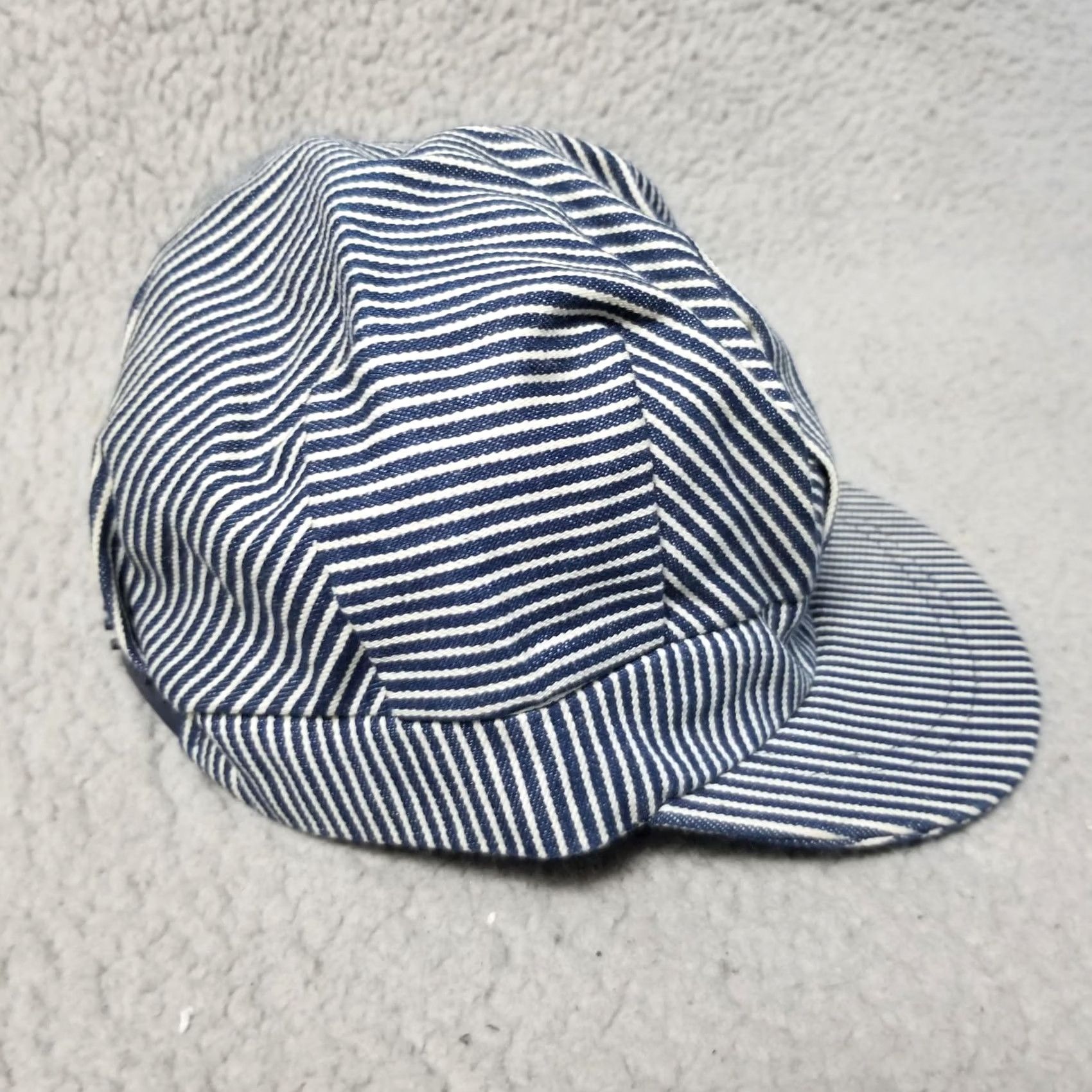 Denime Hickory Stripe Cap Hat One Size Blue Denim Railroad Snap Back Made USA Mens Size ONE SIZE - 4 Thumbnail