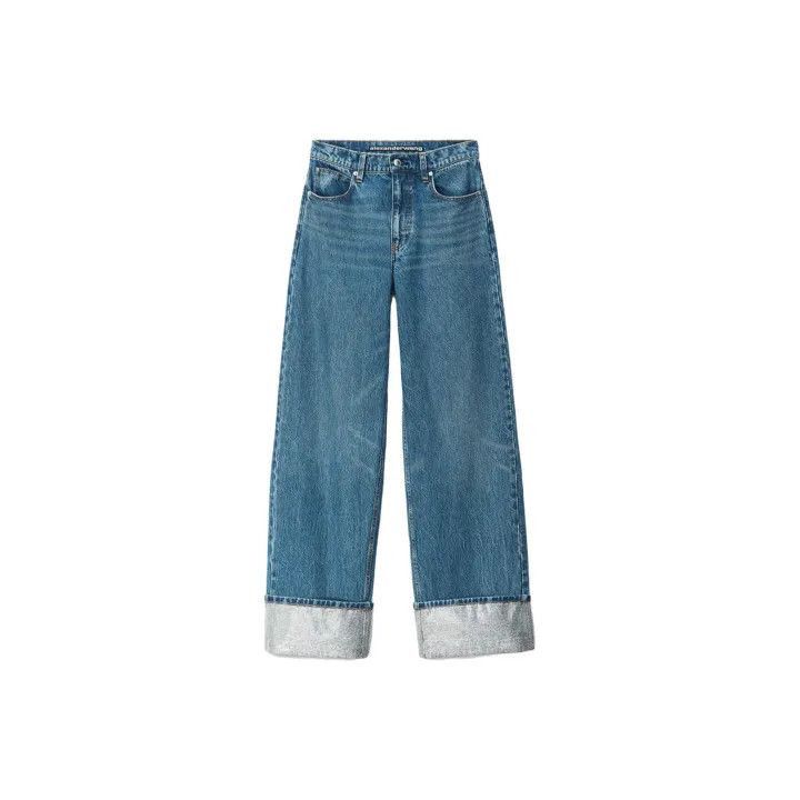 Alexander Wang Alexander Wang SS23 Loose Crystal Cuffed Denim Pants - Size 24" / US 00 / IT 34 - 2 Thumbnail