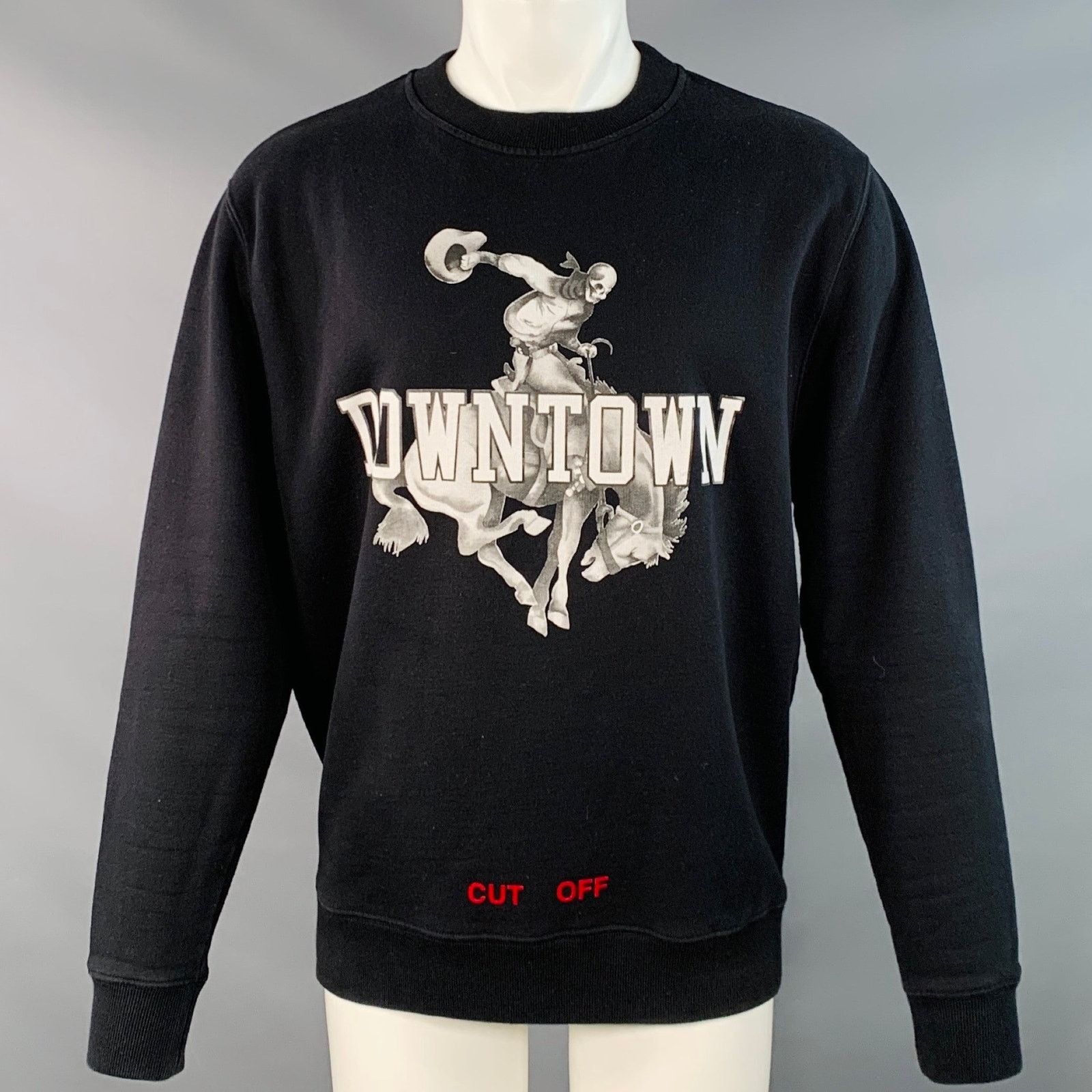Off-White Downtown Black White Graphic Cotton Crew Neck Sweatshirt Size US M / EU 48-50 / 2 - 1 Thumbnail