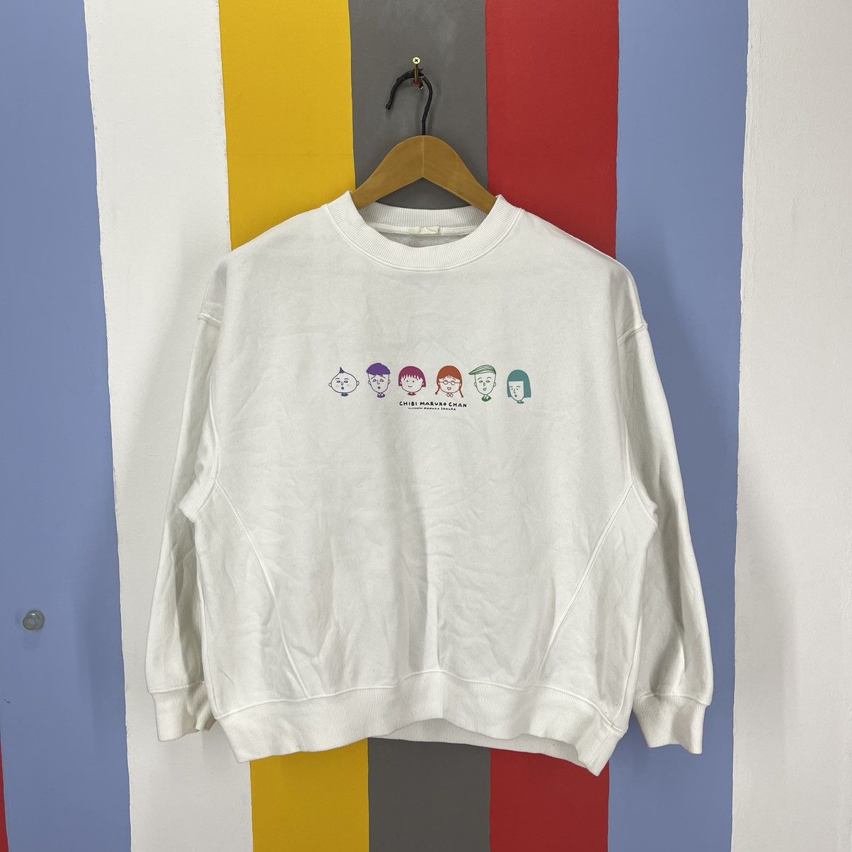 image of Anima x Gu Chibi Maruku Chan Crew Neck Sweatshirt 1461/ay in White, Men's (Size Large)