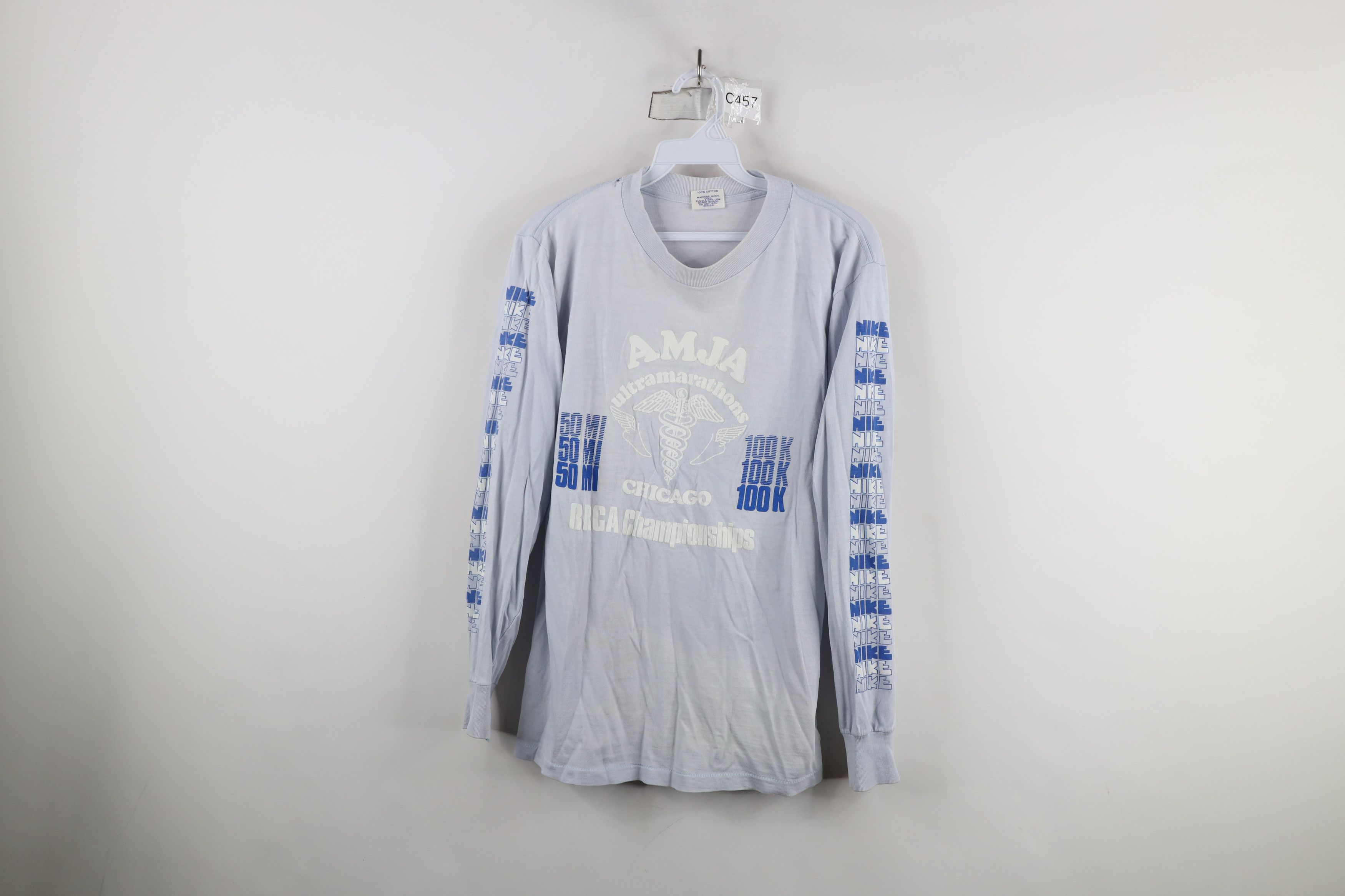 Nike × Vintage Vintage 80s Nike Ultramarathon Chicago Long Sleeve T-Shirt Size US M / EU 48-50 / 2 - 1 Thumbnail
